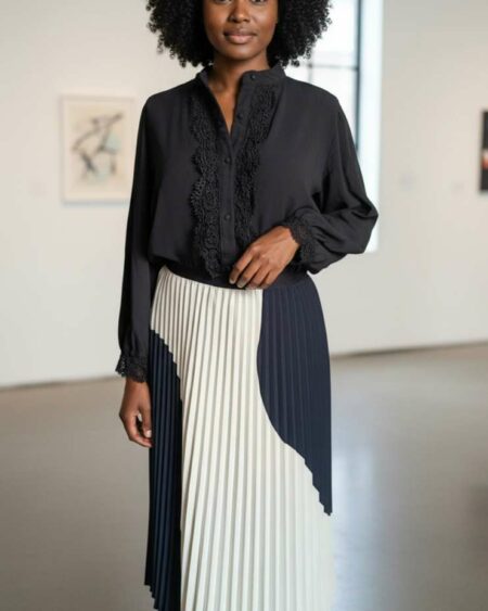 Jupe plissée soleil bicolore – Taille 44