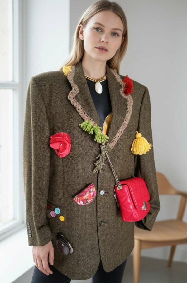 Blazer en laine customisé unique t44