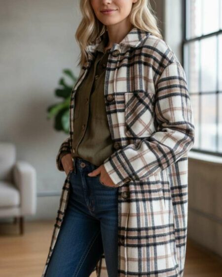 Surchemise longue à carreaux – Kiabi – Taille 34/36