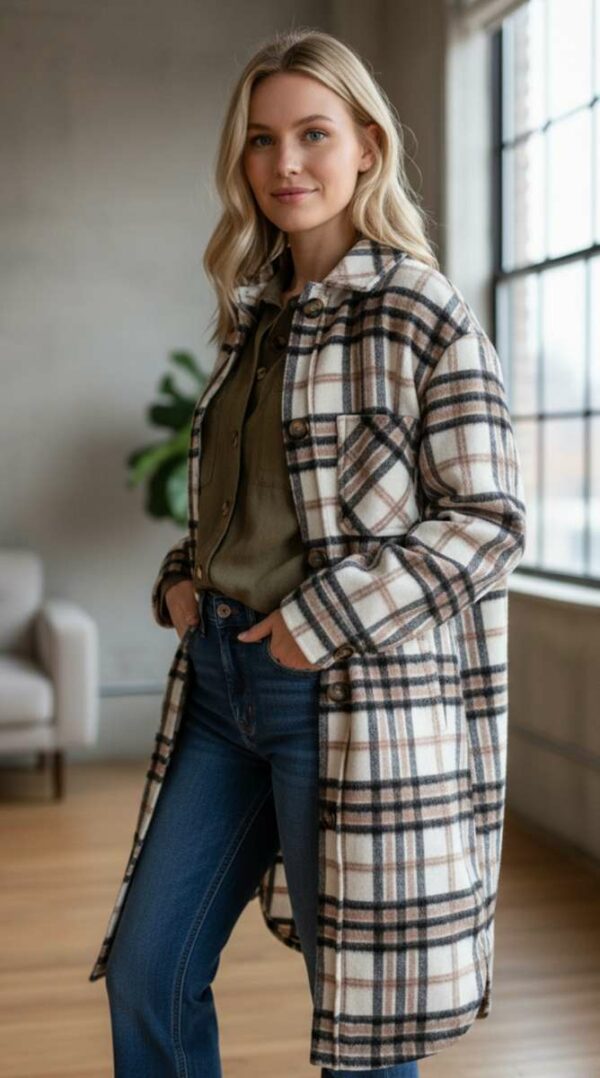 Surchemise longue à carreaux – Kiabi – Taille 34/36