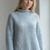 Pull tricoté bleu ciel – Vintage – Taille 40 – Oversize