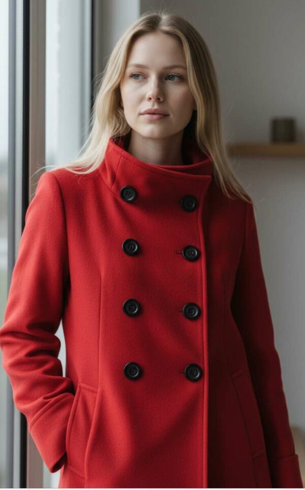Manteau rouge en laine – Taille 40