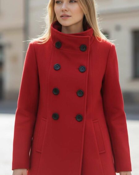 Manteau rouge en laine – Taille 40