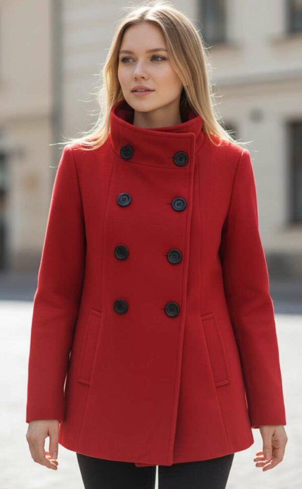 Manteau rouge en laine – Taille 40