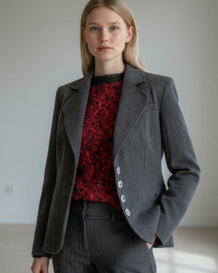 Blazer gris chiné Armand Thierry – Taille 38