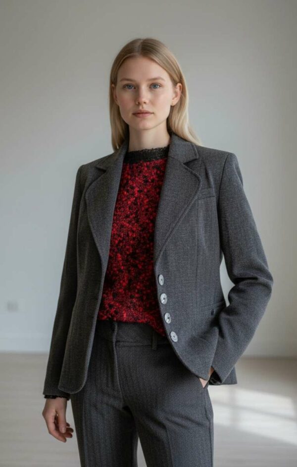 Blazer gris chiné Armand Thierry – Taille 38