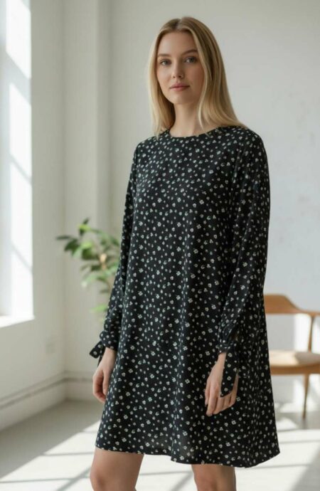 Robe fleurie noire H&M
