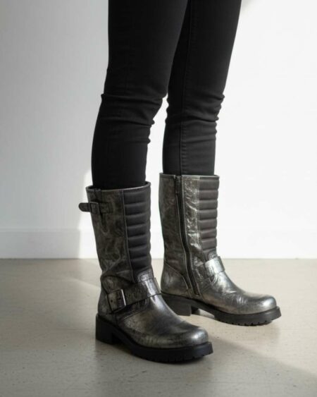 Bottes motardes en cuir – Mi-mollet