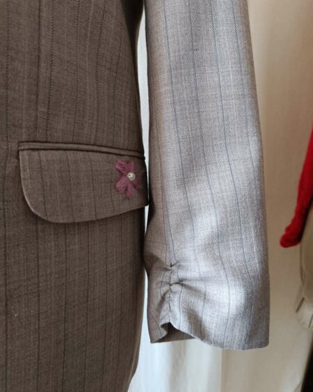 Blazer vintage upcyclé – col renard – pièce unique – taille 40