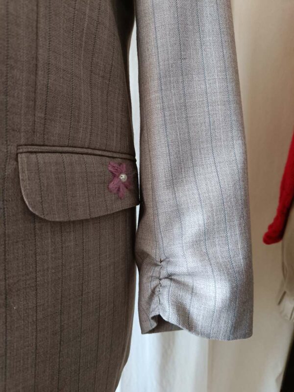 Blazer vintage upcyclé – col renard – pièce unique – taille 40