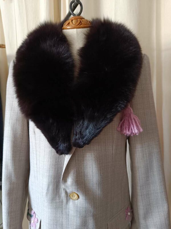 Blazer vintage upcyclé – col renard – pièce unique – taille 40