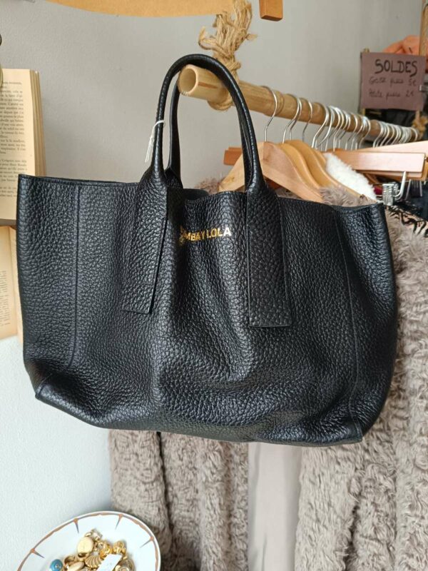 Cabas en cuir noir Bimba y Lola
