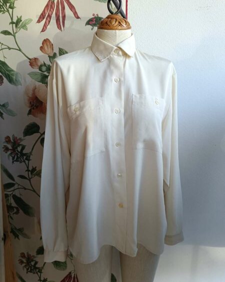 Chemisier vintage blanc – Années 80 – Made in France