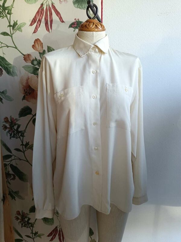 Chemisier vintage blanc – Années 80 – Made in France