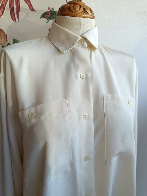 Chemisier vintage blanc – Années 80 – Made in France