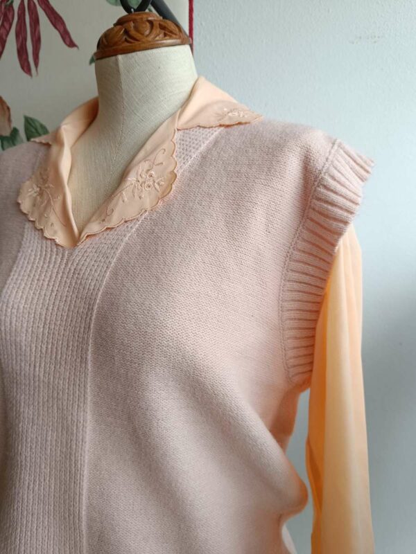 Pull sans manches rose vintage – Taille 40