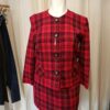 Tailleur vintage upcyclé à carreaux rouges – Taille 46