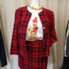 Tailleur vintage upcyclé à carreaux rouges – Taille 46