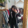 Blazer noir upcyclé avec dentelle – Taille 40
