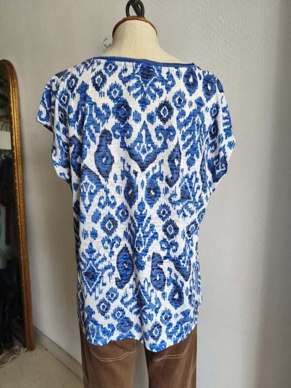 T-shirt motif aztèque bleu Grain de Malice – Taille 40