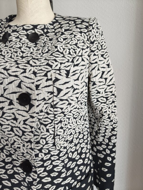 Veste longue vintage noire et écrue