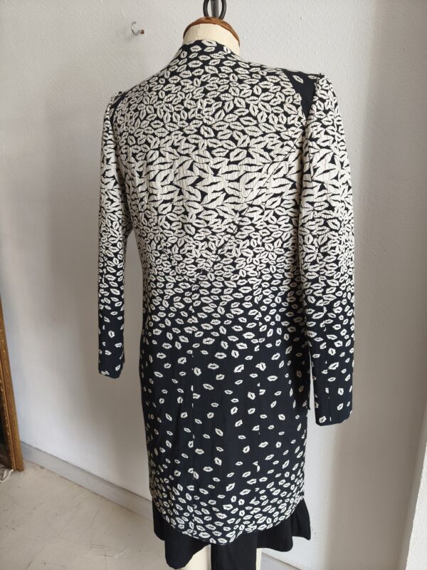 Veste longue vintage noire et écrue