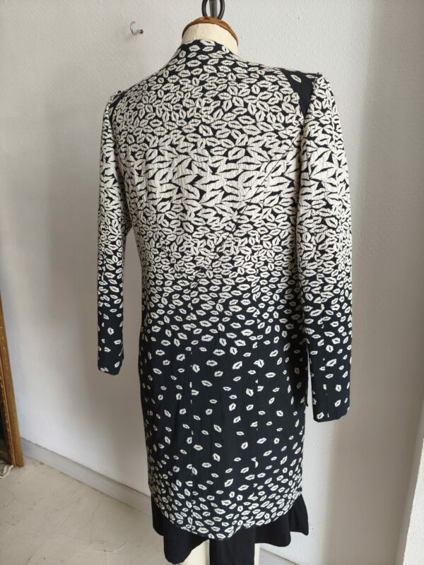 Veste longue vintage noire et écrue