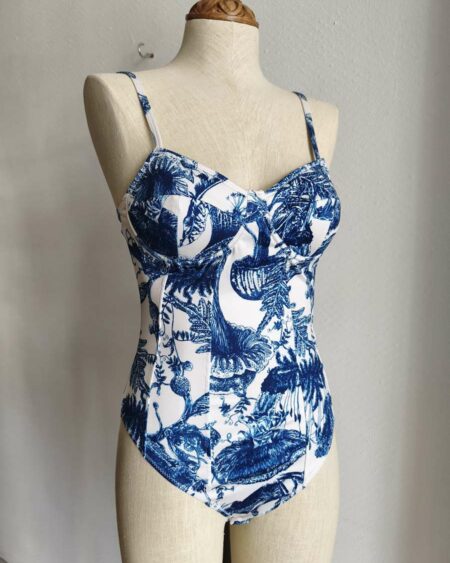 Body imprimé bleu et blanc – Taille 34