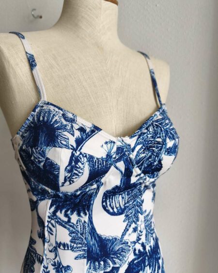 Body imprimé bleu et blanc – Taille 34