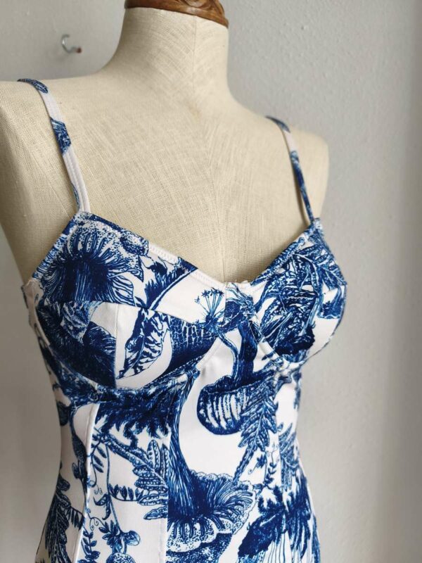 Body imprimé bleu et blanc – Taille 34