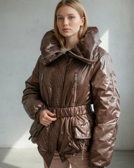 Veste imperméable matelassée – Marron – Taille 36