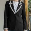 Blazer noir upcyclé avec dentelle – Taille 40