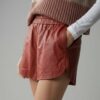 Mini-short en cuir orange Ganni – Taille 38