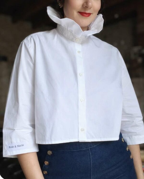 Chemise upcyclée blanche Rose & Marie – Taille 40/42