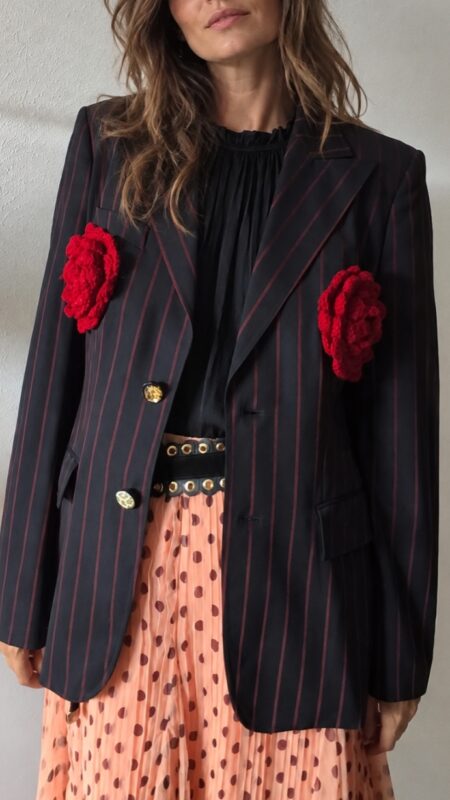Blazer upcyclé Rose & Marie – Hugo Boss – Laine – Taille 40 – Création unique