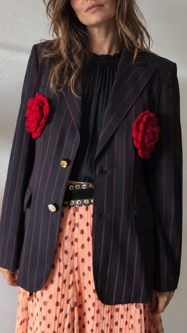 Blazer upcyclé Rose & Marie – Hugo Boss – Laine – Taille 40 – Création unique