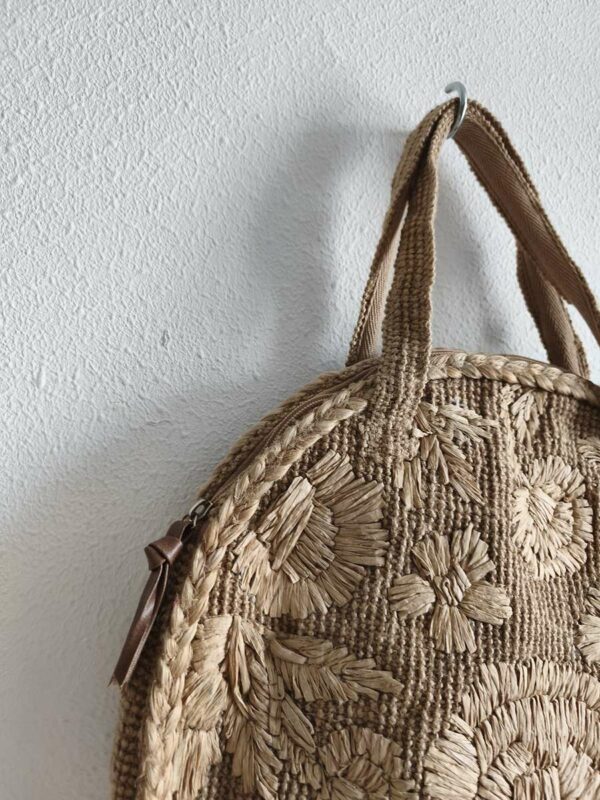 Panier rond en osier naturel – Sac bohème chic très bon état