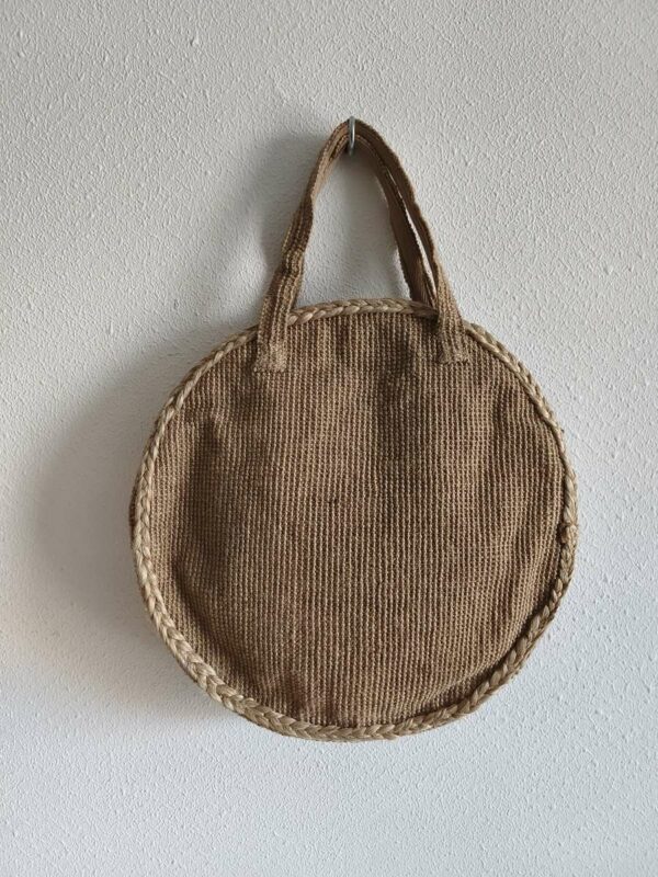 Panier rond en osier naturel – Sac bohème chic très bon état