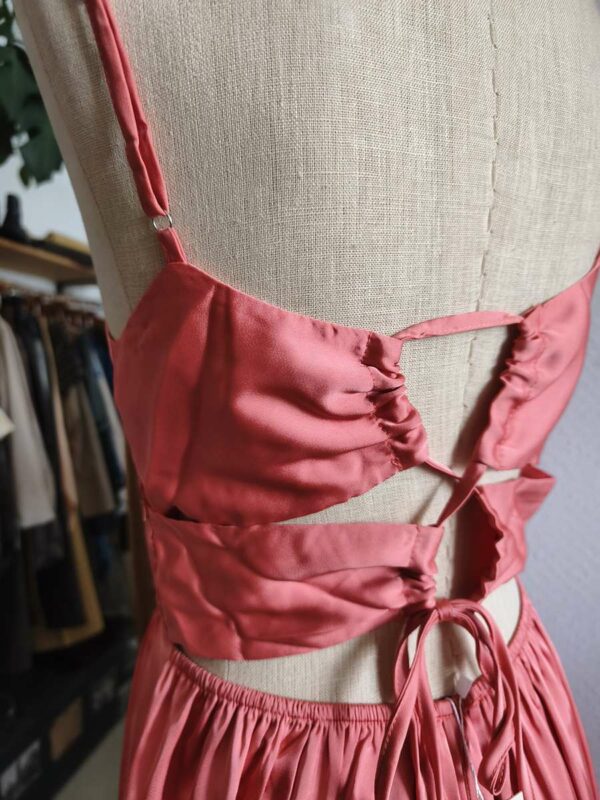 Robe longue satin rose Copperose Paris
