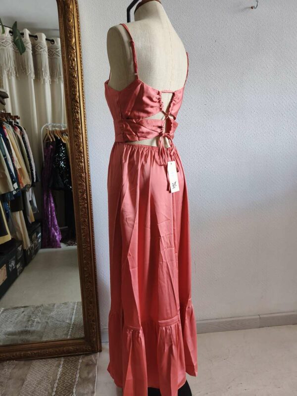 Robe longue satin rose Copperose Paris