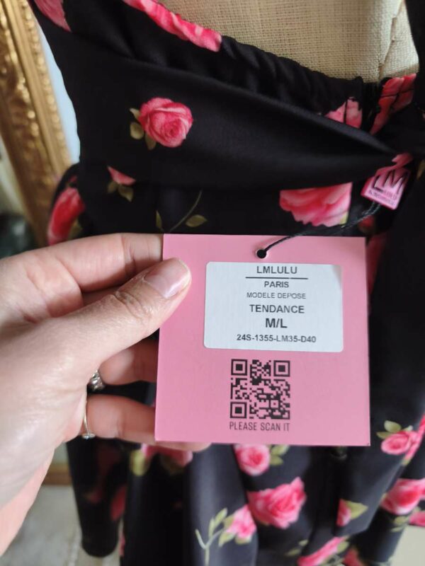 Robe courte noire à fleurs LM Lulu T38 neuve – Dos décolleté soirée & cocktail