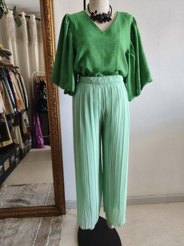 Pantalon plissé vert menthe