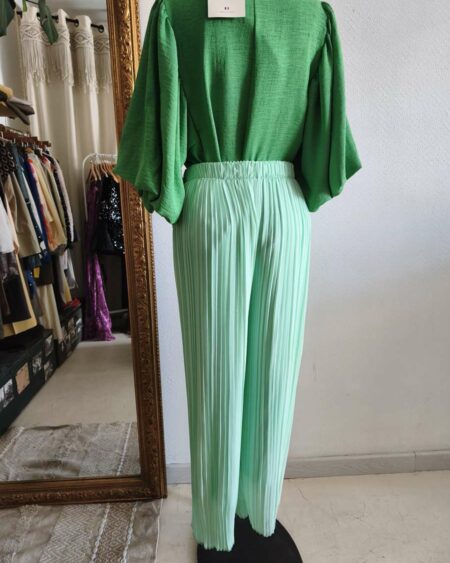 Pantalon plissé vert menthe