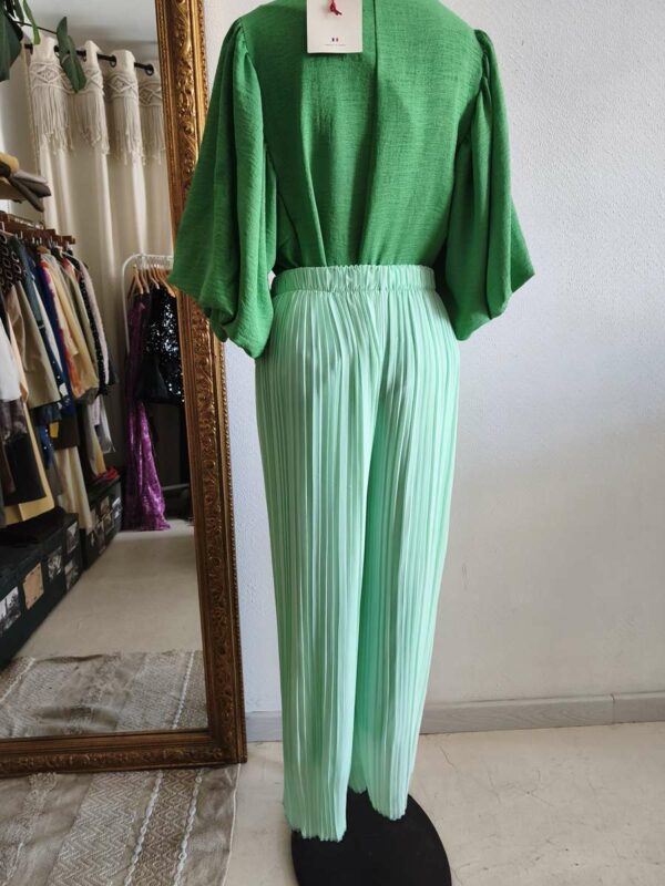 Pantalon plissé vert menthe