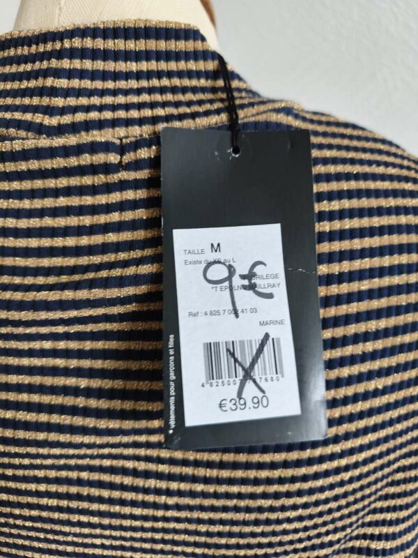 Top rayé doré et bleu marine taille 38 neuf avec étiquette