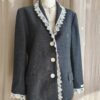 Blazer upcyclé laine dentelle & perles – Rose & Marie – Taille 42