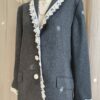 Blazer upcyclé laine dentelle & perles – Rose & Marie – Taille 42