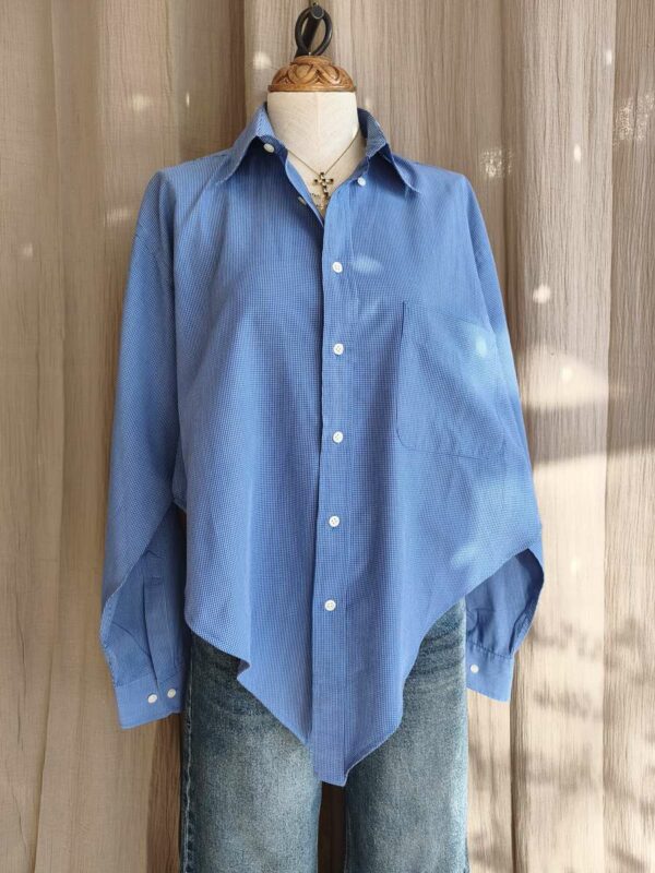 Chemise upcyclée bleue en pointe – Rose & Marie Essentiel – Taille 42