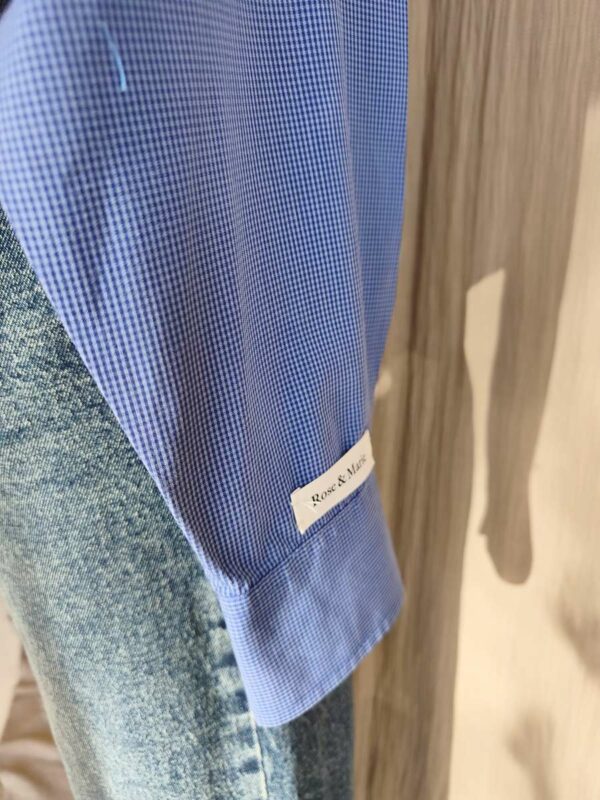 Chemise upcyclée bleue en pointe – Rose & Marie Essentiel – Taille 42