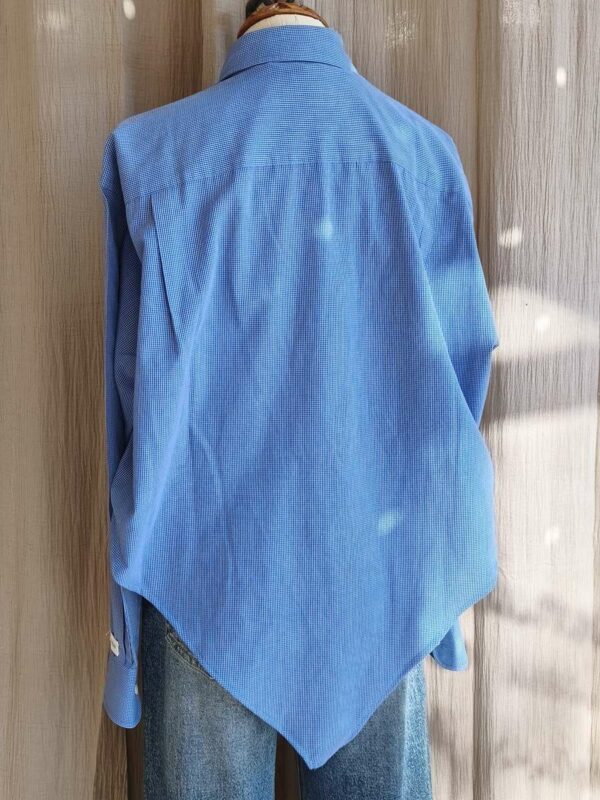 Chemise upcyclée bleue en pointe – Rose & Marie Essentiel – Taille 42